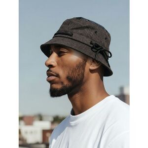 NWT The Hideout Clothing Co Black Denim Octagon Classic Bucket Hat Pull String